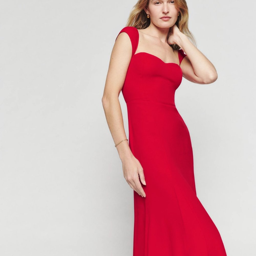 REFORMATION Bryson Red Long Gown Dress
